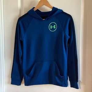 Under Armour Navy Hoodie with Neon Logo Boys YOUTH MEDIUM